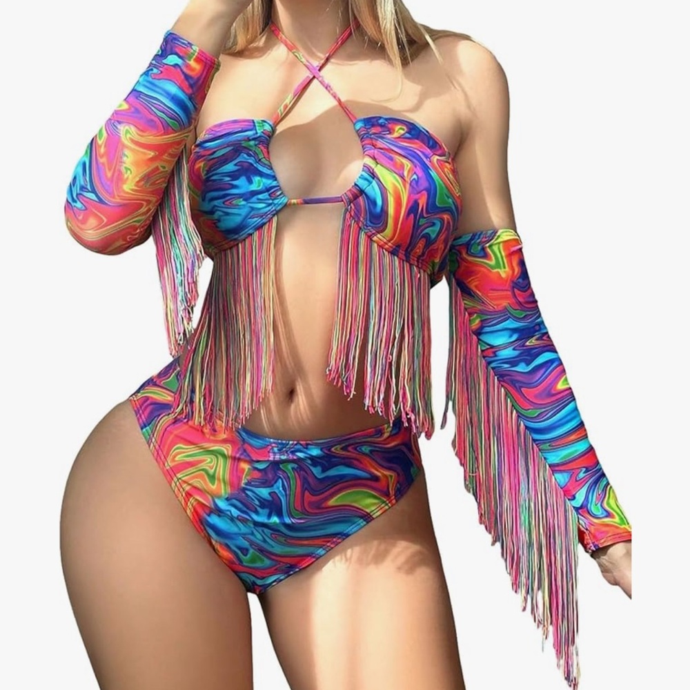 Colorful Fringe Bikini Set